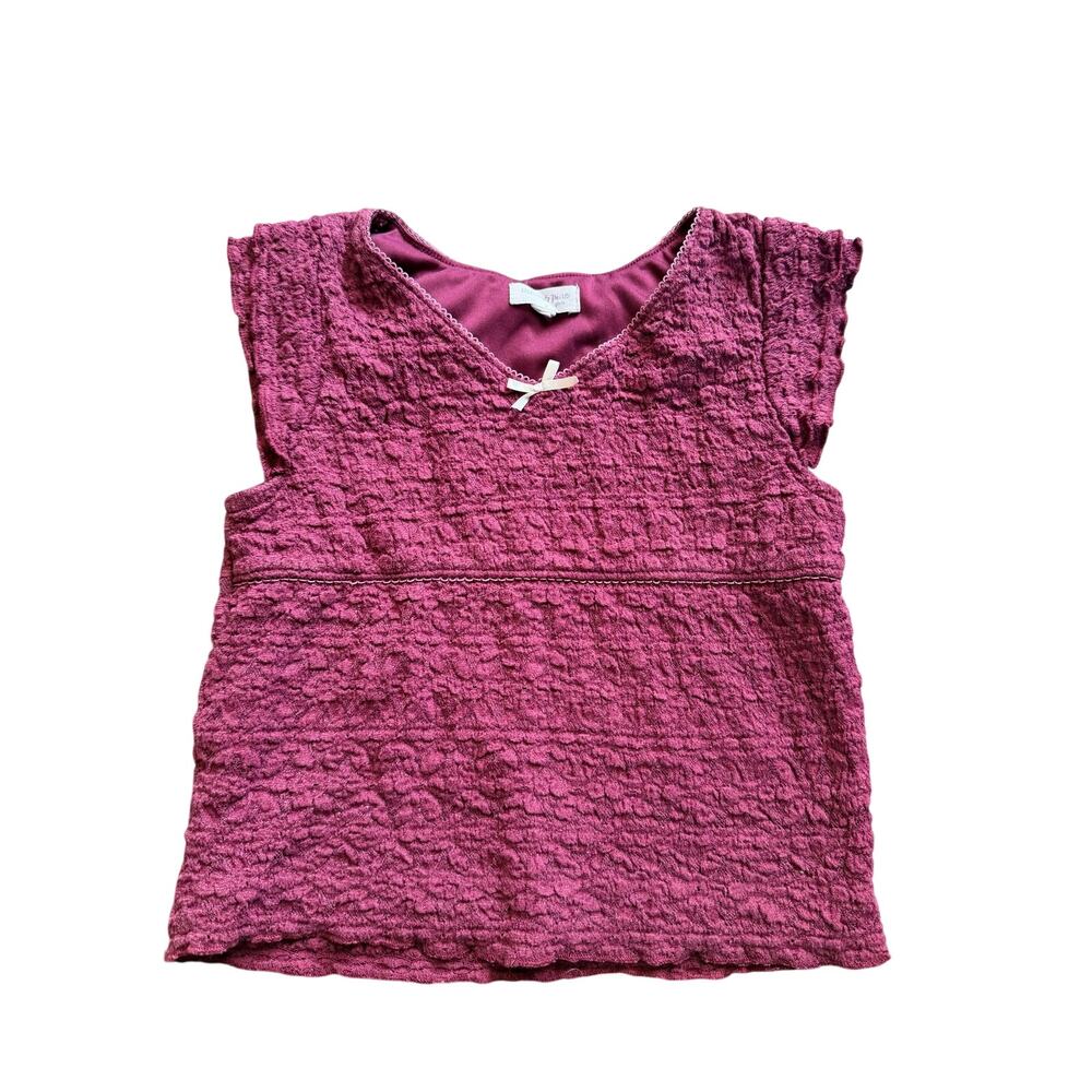 Stitch & Pine Girls Charming Berry Pink Textured Short Sleeve Top